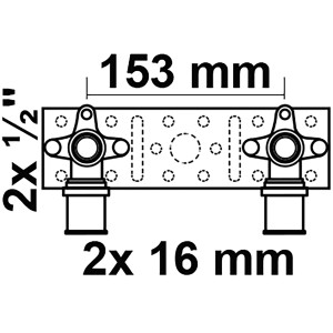 Kirchhoff MS-Montageeinheit, blank, 16 mm x 18,7 mm (1/2 IG), Stichmaß 153 mm, für Pressfittings.