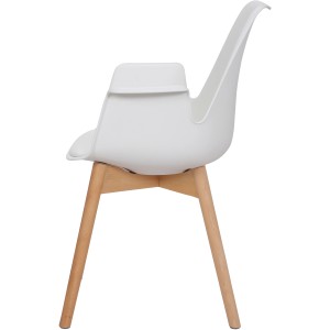 Weißer Kayoom Polsterstuhl Chaplin im 2er-Set mit Holzbeinen, Seitenansicht.