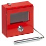 Roter Basi Notschlüsselkasten NK 215H mit Glasbrecher und Zylinderschloss.