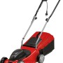 Roter Einhell Elektro-Rasenmäher GC-EM 1032 mit Fangkorb und klappbarem Holm.