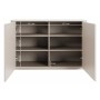 Selsey Luvio Sideboard, Kaschmir, zweitürig geöffnet, zeigt 6 Fächer mit Maßen: 67,1 cm Breite, 26,2 cm Höhe, 34 cm Tiefe.