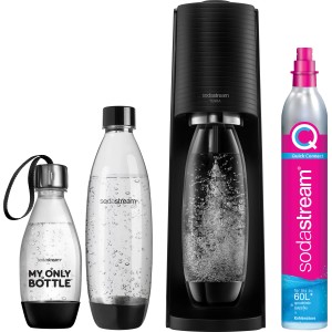Sodastream Terra Wassersprudler Vorteilspack Titan mit 3 Flaschen und Quick-Connect Zylinder.