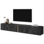 Modernes Selsey TV-Hängeboard Bisira, 200 cm, in schwarzer Marmoroptik mit goldenem Einsatz. Hängender TV-Schrank für Wohnzimmer.