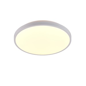 Weiße, runde LED-Deckenleuchte Slope, matt, Durchmesser 39 cm. Moderne Lampe für Wohn- und Schlafzimmer.
