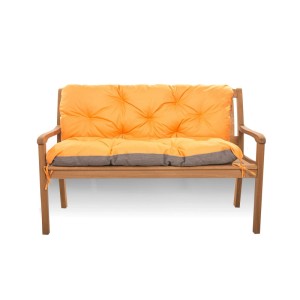 Setgarden orange Outdoor Bankauflage für 2-Sitzer Gartenbank, gepolstertes Sitzkissen mit Rückenlehne und grauer Kante.