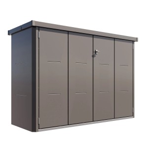 Anthrazitfarbene Velotto Fahrradbox 203x75cm zur sicheren Fahrradaufbewahrung.