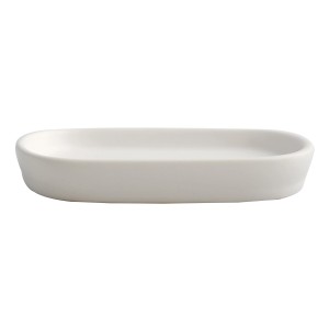 Weiße MSV Seifenschale Maonie aus Keramik, ovale Form. Elegante Bad-Accessoires für Ihr Badezimmer.