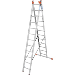Krause Tribilo Vielzweckleiter 3x12 Sprossen, Aluminium, als Anlege-, Schiebe- und Stehleiter nutzbar.