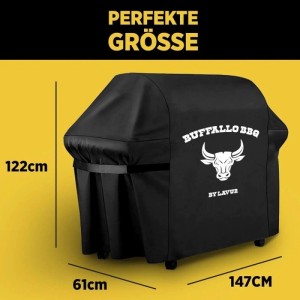 Schwarze Lavur BUFFALO BBQ Grillabdeckung 147x61x122 cm, wasserdicht und windfest.