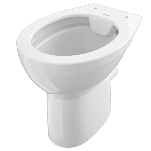 Weißes Domberg Stand-WC-Set DB1003 mit spülrandlosem Design und Komforthöhe.