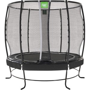 Schwarzes EXIT Lotus Premium Trampolin, Ø 253 cm, mit Sicherheitsnetz für den Garten.