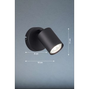 Schwarze Fischer & Honsel Wandleuchte Vano, 1-flammig, 8x11 cm, für Innenräume.