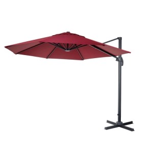 Bordeauxroter MCW Ampelschirm, 4 m Durchmesser, mit Stahlmast und Fußkreuz. Sonnenschirm für Garten und Terrasse.
