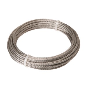 Conacord Drahtseil, 3 mm stark, 10 m lang, aus rostfreiem V4A Stahl, aufgerollt.