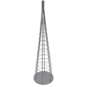 Silberfarbener Deko-Baum aus Metall, 115 cm hoch, zur individuellen Gestaltung als Weihnachtsdekoration.