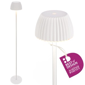 Brilo Akku-Stehleuchte Riffle Dimmbar Touch Lichtkante Weiß