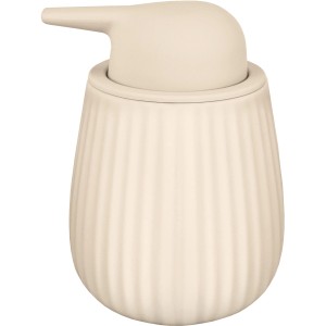 Sandbeiger Seifenspender "Groove" von Kleine Wolke mit Rillenstruktur.