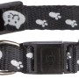 Schwarzes, reflektierendes Trixie Katzenhalsband aus Nylon mit Glöckchen und Katzenmotiven.