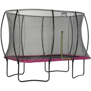 Rechteckiges EXIT Silhouette Trampolin 214x305 cm in Rosa mit Sicherheitsnetz.