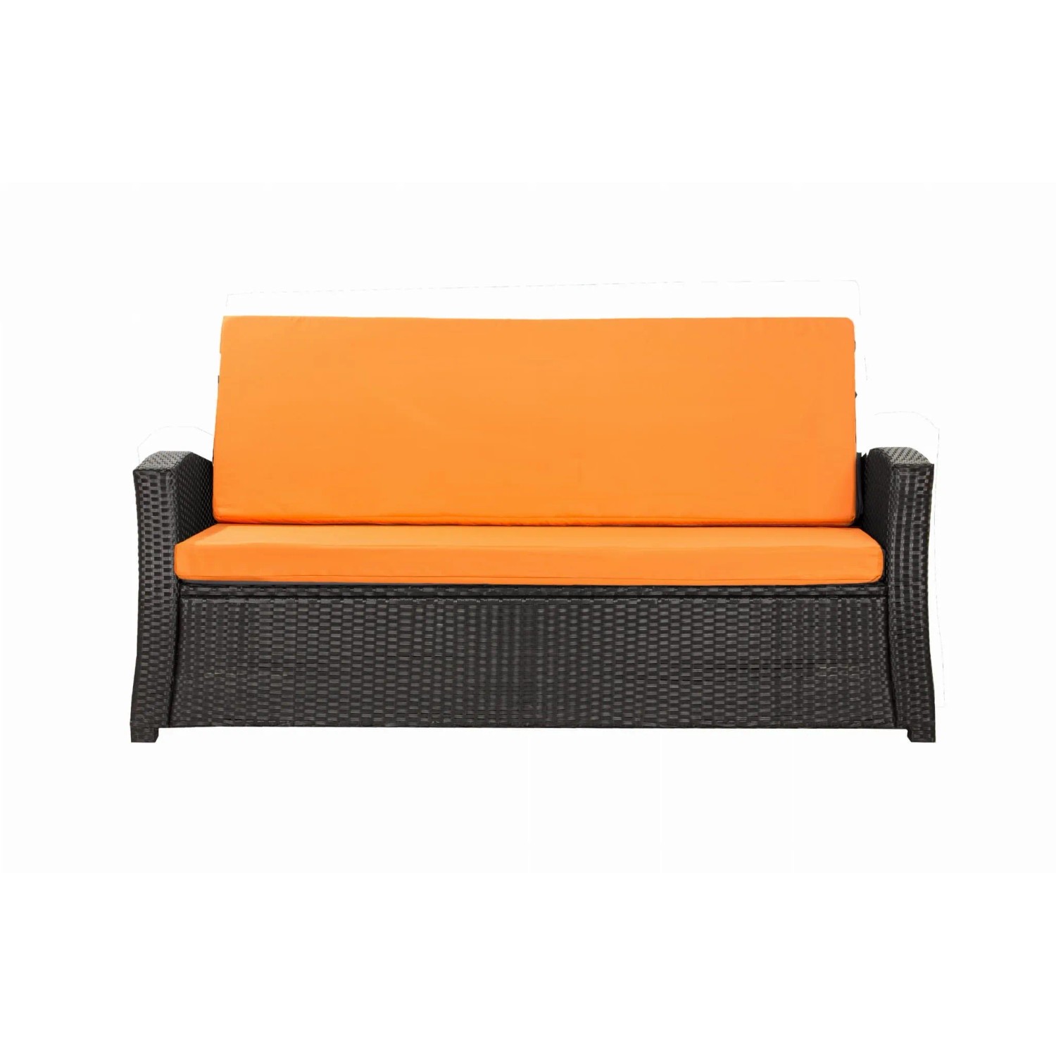 Orangefarbenes Gartenkissen-Set für Polyrattan-Gartensofa (3-Sitzer).