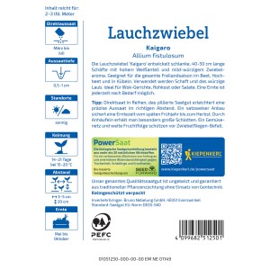 Kiepenkerl Lauchzwiebel Kaigaro Samenpackung: Aussaat von März bis Juli.