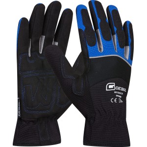 Gebol Anti Shock Arbeitshandschuhe Gr. 10, schwarz/blau, mit Polsterung für Vibrationsschutz.