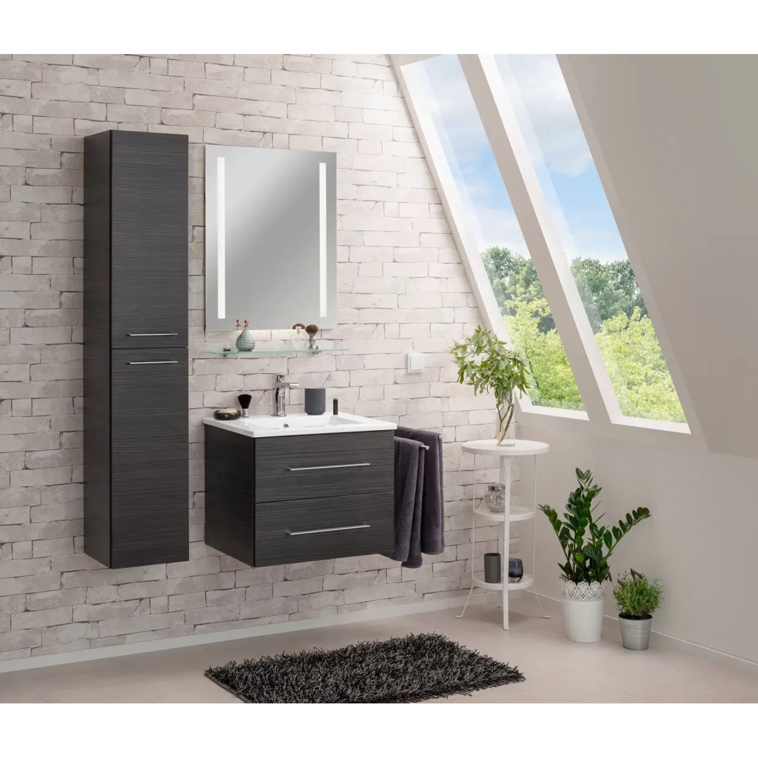 Fackelmann Bad-Hochschrank B.Perfekt Dark Oak, 30 cm breit, im Badezimmer-Set
