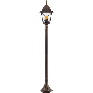 Schwarze und goldene Außenstandleuchte Janel, 120 cm hoch, für Garten und Hof.