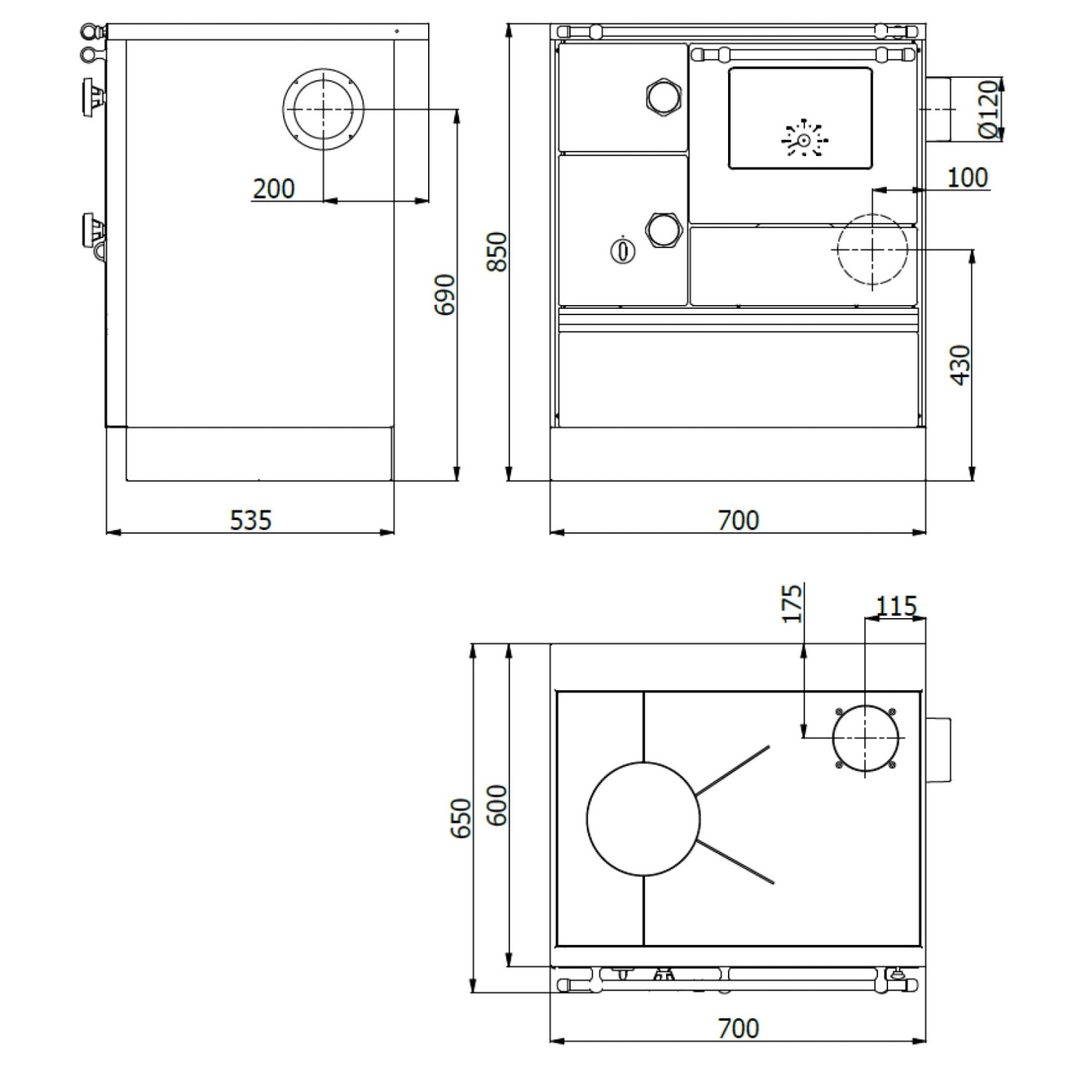 Westminster Küchenherd K76-70 Stahl Backfach Rechts Elfenbein 7,3 kW_2