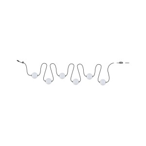 Paulmann LED-Lichterkette Naima Plug & Shine Basisset mit 6 weißen Lichtkugeln am schwarzen Kabel.