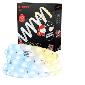 Briloner LED-Band Starter-Set mit CCT-Funktion, 2 m, mit Verpackung. LED-Streifen mit Farbwechsel.