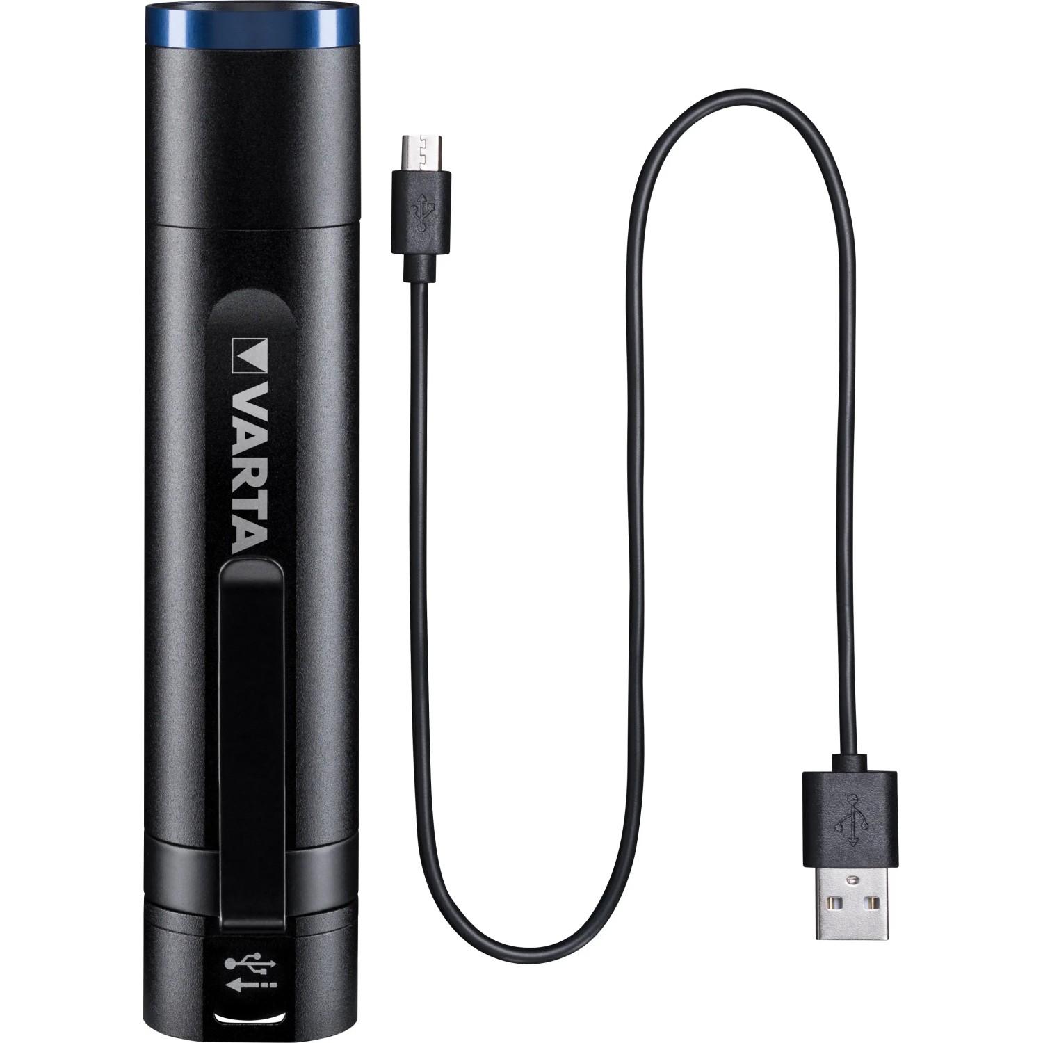 Varta Akku-LED-Taschenlampe Night Cutter F20R mit USB-Ladekabel.