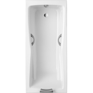 Rechteckige Badewanne Atlanta, 170x70 cm, in Weiß, mit integrierten Armlehnen.
