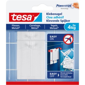 Tesa Klebenagel für Fliesen/Metall (4 kg), 2er-Pack. Wiederverwendbare Klebelösung ohne Bohren.