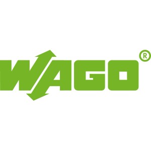 Wago Logo, grüner Schriftzug auf weißem Grund.