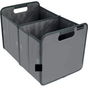Graue Meyliving Faltbox XL (30 l) mit zwei Fächern und Tragegriffen. Ideal zur Aufbewahrung.