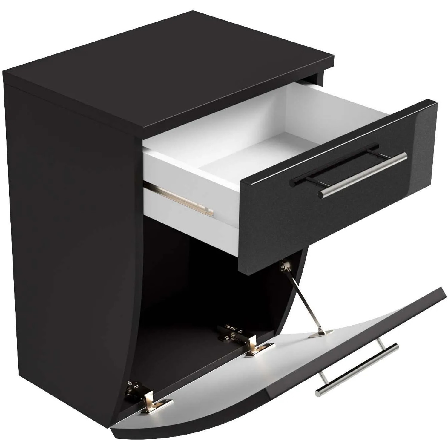 Posseik Bad-Hängeschrank Salona, anthrazit, 40 cm breit, mit offener Schublade und Tür.