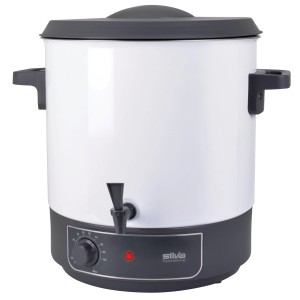 Silva Homeline Heißgetränkeautomat PK-HG 270 in Weiß mit Temperaturregler und Zapfhahn.