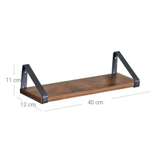 Vasagle Wandregal, 40x12x11 cm, braun-schwarz. Schweberegal mit rustikaler Holzoptik und schwarzem Metallrahmen.