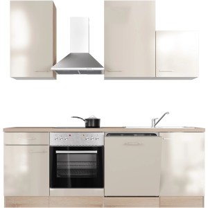 Flex-Well Küchenzeile Orlando in Kaschmir Glanz und Sonoma Eiche mit E-Geräten.