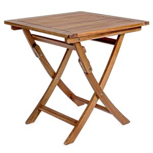 Quadratischer Gartentisch NOEMI aus Akazienholz, klappbar für Terrasse & Balkon.