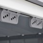 Detailaufnahme: Innere Befestigung des Globel Industries Metall-Gerätehauses.