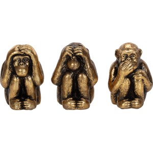 3-teiliges Deko Affenset Dark Wonder in Gold und Schwarz, je 8,5x12,5cm, für tropisches Flair.