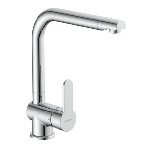 Glänzende Chrom Spültisch-Armatur Rio mit U-förmigem, schwenkbarem Auslauf und Einhebelmischer für die Küche.