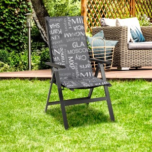 2er-Set Beo Sitzauflage Hochlehner Bellona grau mit Städte-Design für Gartenstuhl.