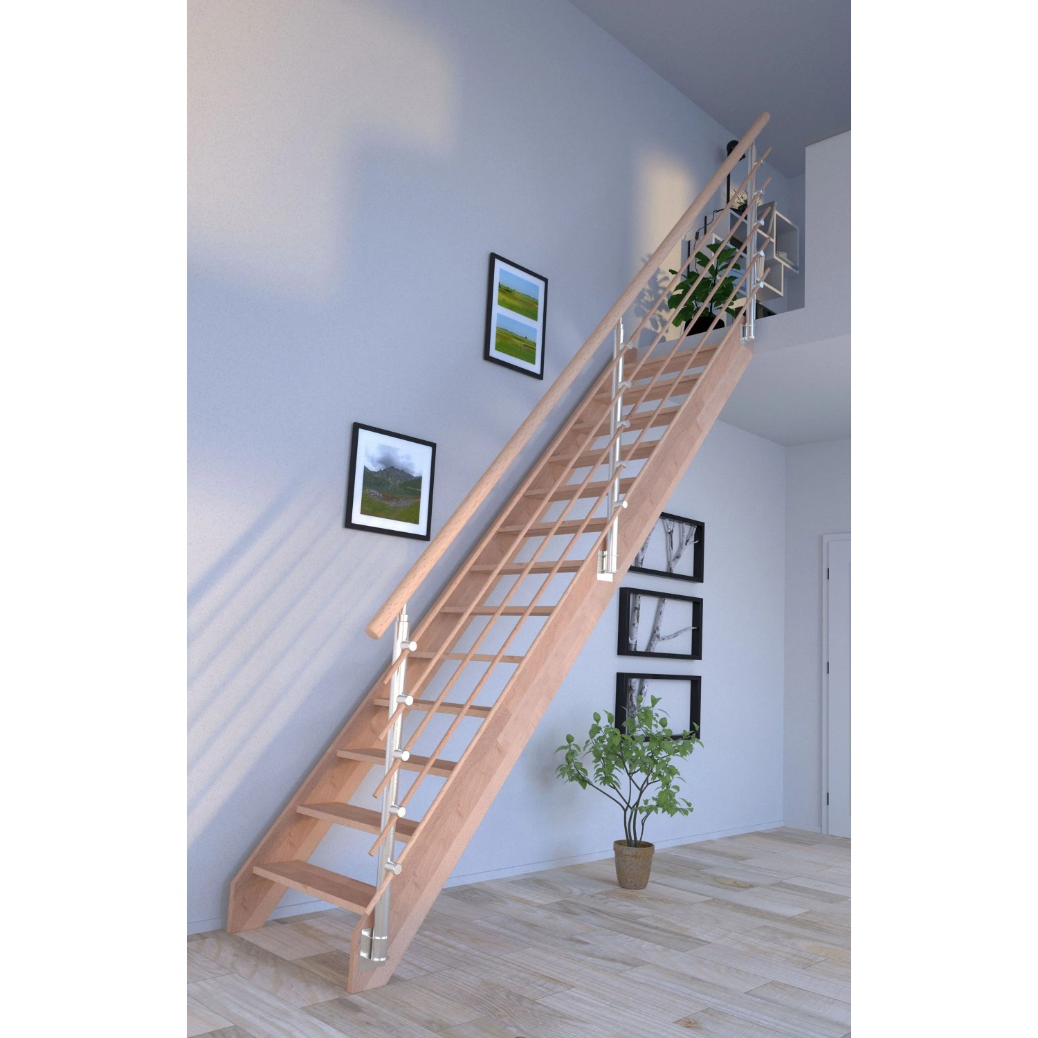 StarWood Treppe Rhodos Buche Gerade Design-Geländer-Holzstäbe FSC®_7