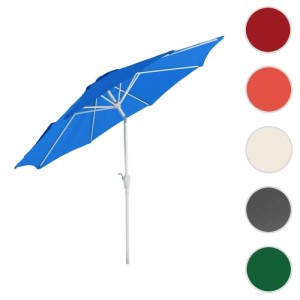 Blauer, neigbarer MCW Sonnenschirm Asti mit Kurbel und Ø 3m Durchmesser.