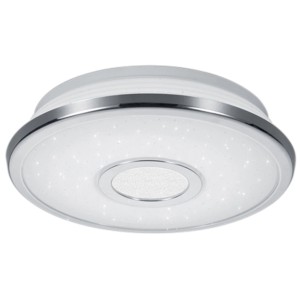 LED-Deckenleuchte Osaka mit Sternenhimmel-Effekt, Chrom-weiß, 21 cm Durchmesser.