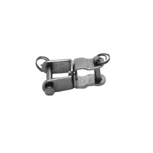 Seilflechter Wirbelschäkel flach, 14 mm, aus Edelstahl A2-AISI 304 mit zwei Gabeln.