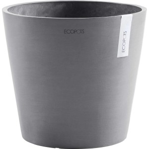 Grauer Ecopots Pflanztopf Amsterdam, Ø 30 cm, aus robustem Stein- und Recycling-Kunststoff.